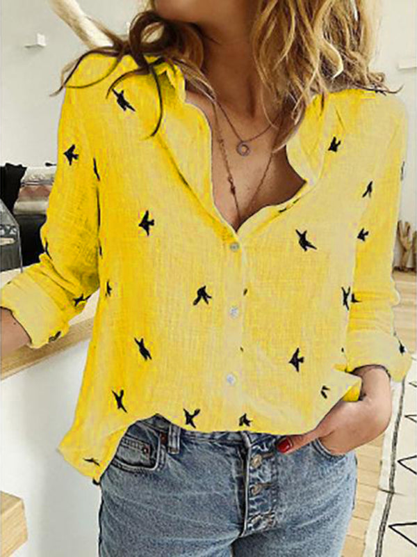 Stylish Leisure Woven Knit Women’s Spring-Summer Shirt - Light yellow / S