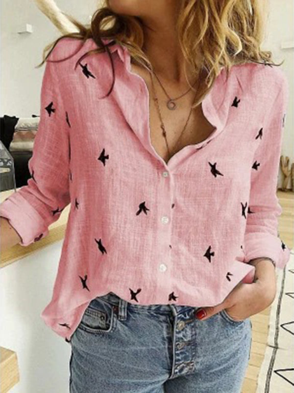 Stylish Leisure Woven Knit Women’s Spring-Summer Shirt - Pastel pink / S