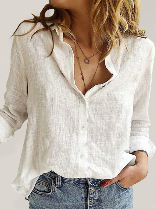 Stylish Leisure Woven Knit Women’s Spring-Summer Shirt - White / S