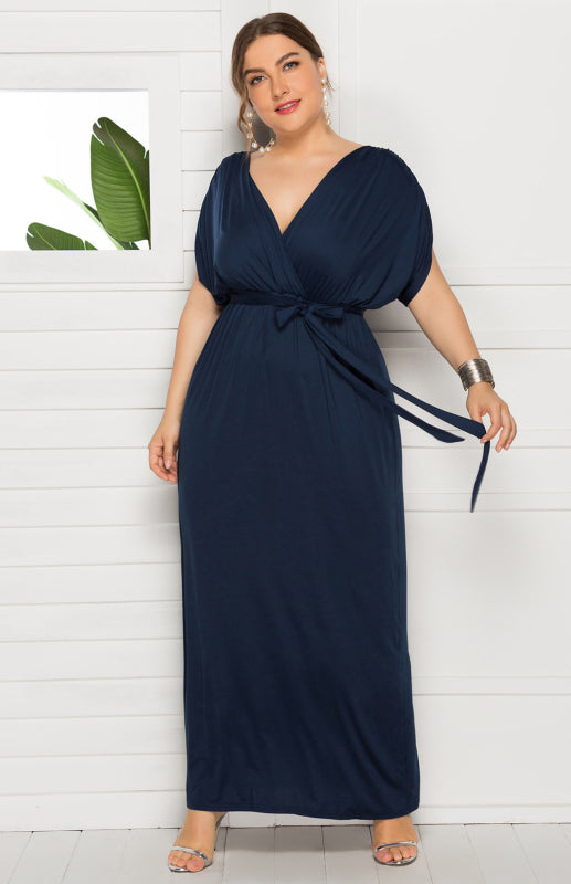 Stylish Maternity Solid Knit Everyday Dress for Spring-Summer - Purplish blue navy / M