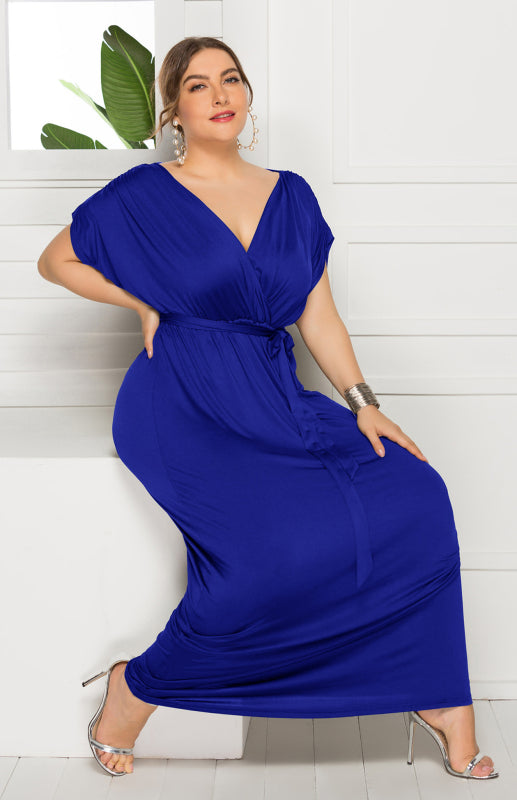 Stylish Maternity Solid Knit Everyday Dress for Spring-Summer - Royal blue / M