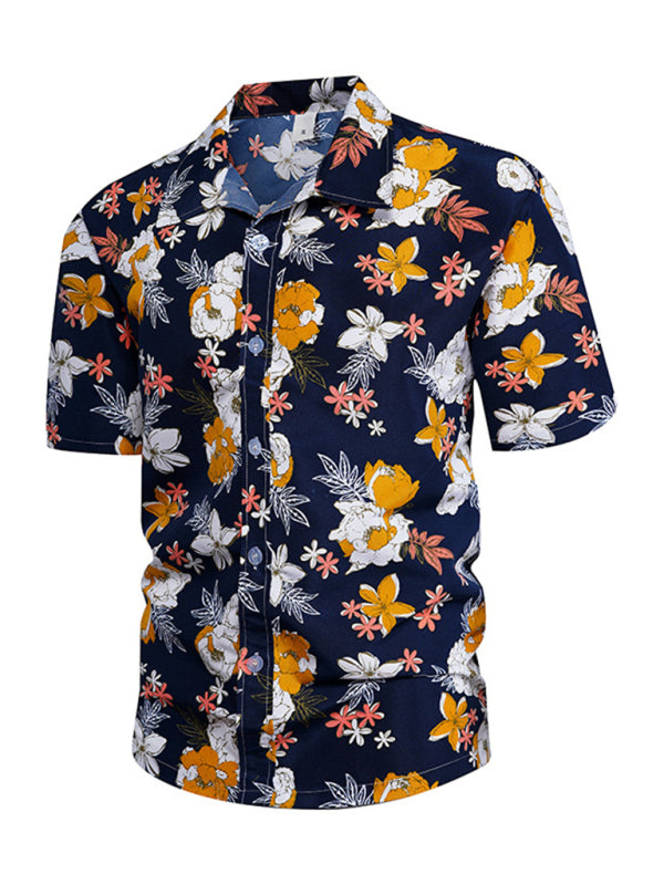 Summer new seaside casual Hawaiian short-sleeved shirt - Champlain color / S
