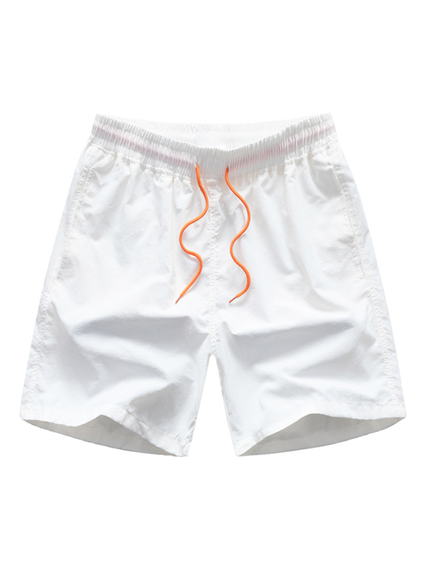 Summer quick-drying shorts men’s quarter pants loose beach pants - White / S