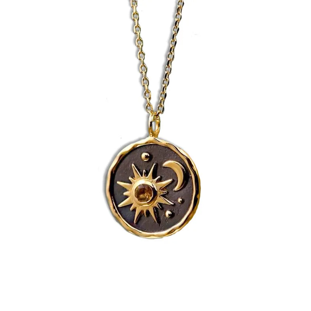 SUN AND MOON PENDANT NECKLACE CELESTIAL JEWELRY