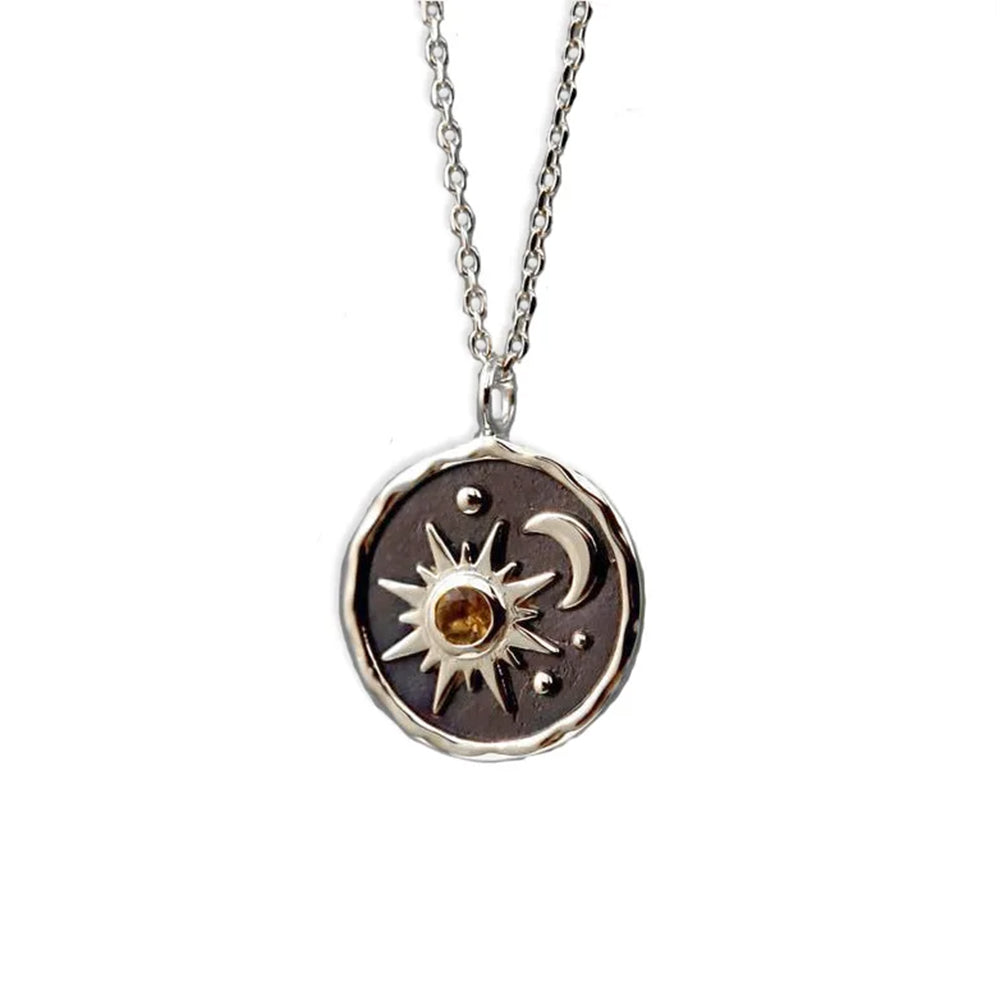 SUN AND MOON PENDANT NECKLACE CELESTIAL JEWELRY