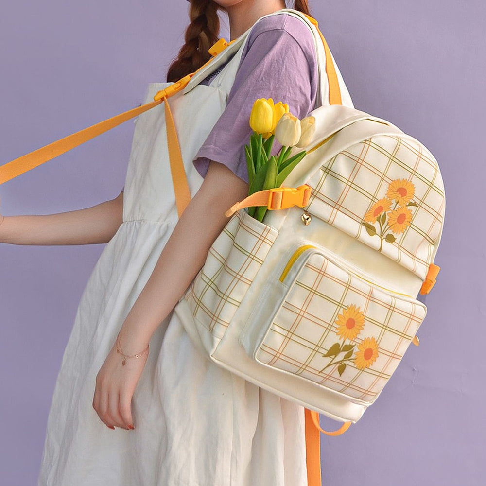 SUNFLOWER CHIC PLAID BACKPACK