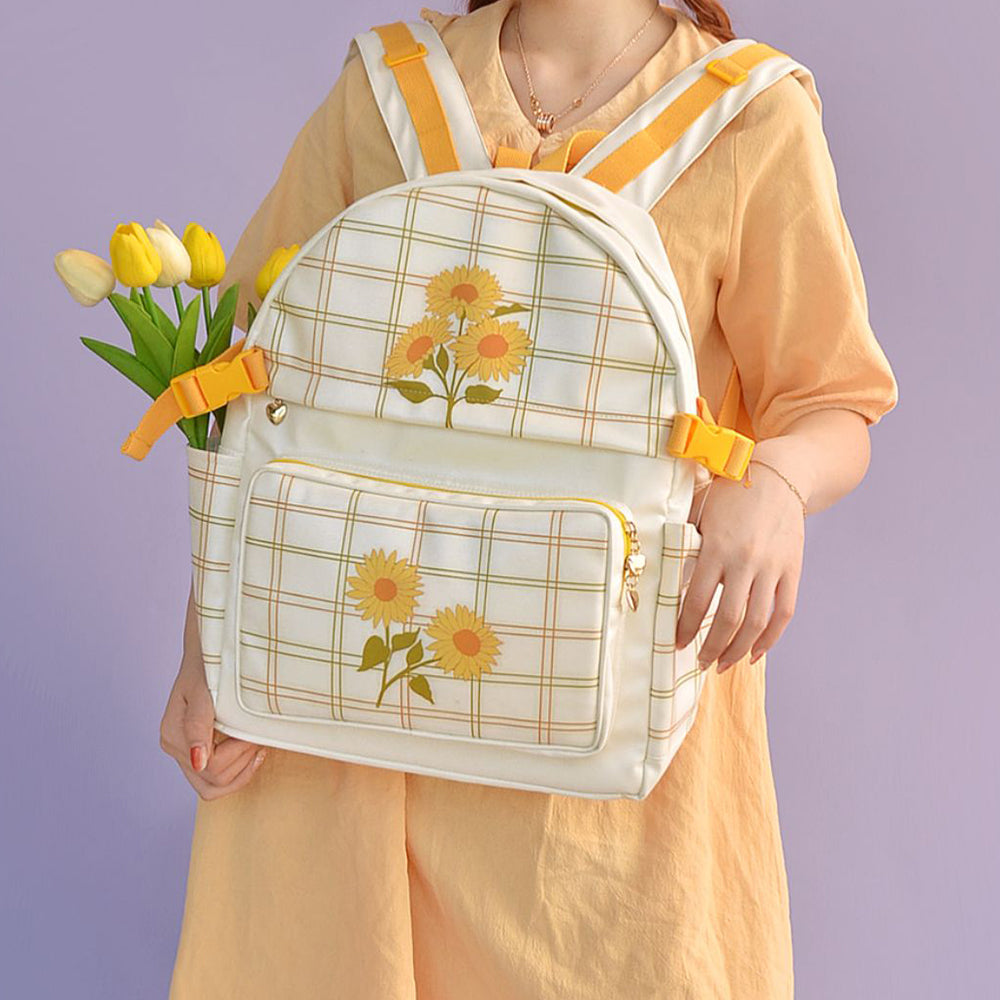 SUNFLOWER CHIC PLAID BACKPACK