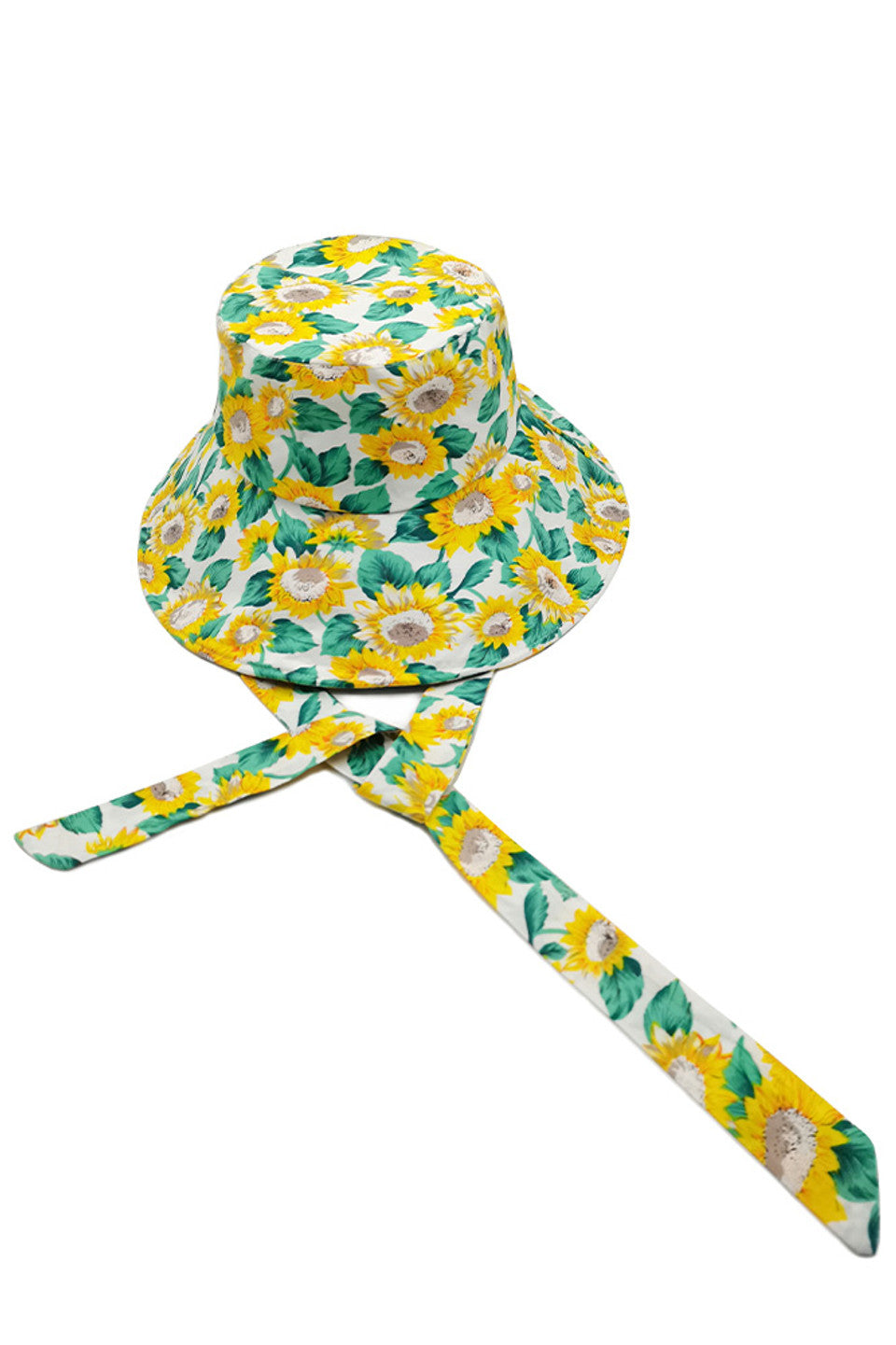SUNFLOWER PRINT CHINE TIE BUCKET HAT