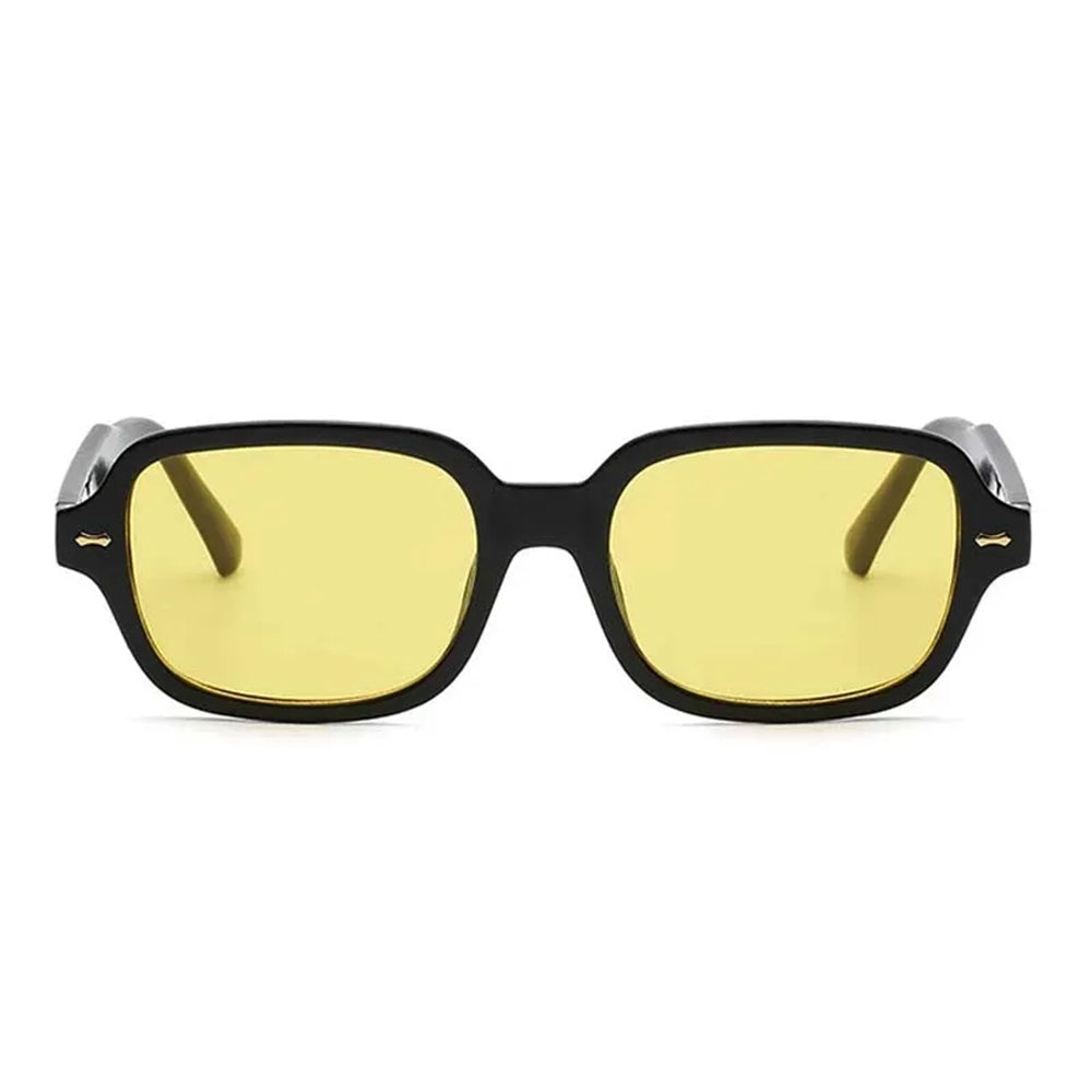 SUNGLASSES: CRIME TIME YELLOW SQUARE BLACK FRAMES