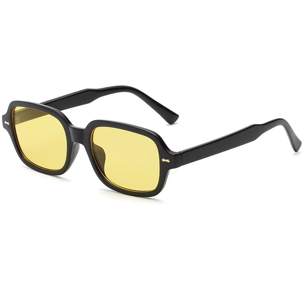 SUNGLASSES: CRIME TIME YELLOW SQUARE BLACK FRAMES