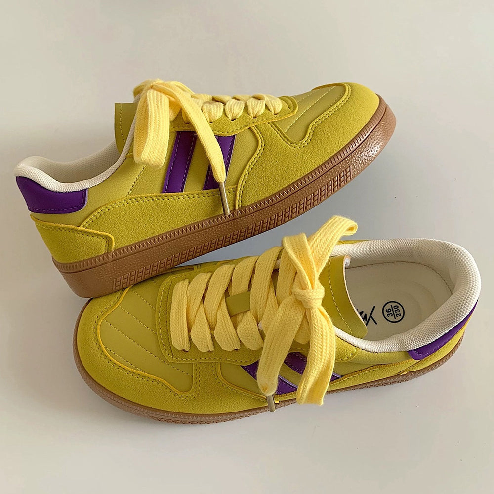 SUNSET BOULEVARD SNEAKERS: YELLOW AND PURPLE BOULEVARD SNEAKERS