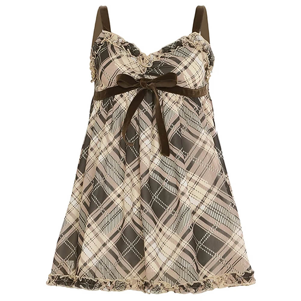 SUNSET DREAMS PLAID BABYDOLL DRESS
