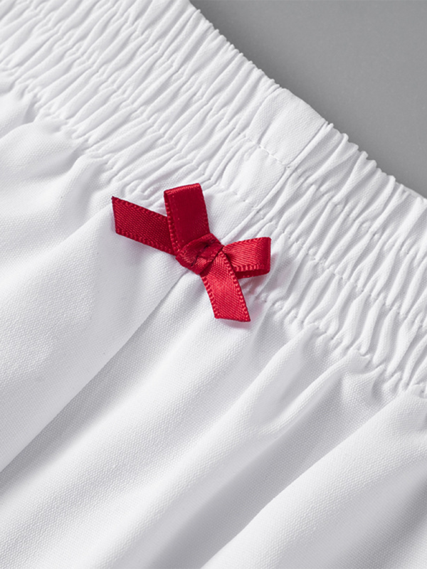 Sweet and Spicy Lace Bow Decorated Contrast Color Shorts