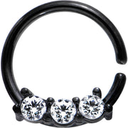 18G 5/16 Clear Cubic Zirconia Black IP Steel Circular Ring