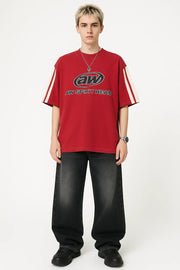 T-SHIRT WITH WHITE STRIPES FOR OVERSIZE OUTFIT