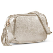 Italian Genuine Metallic Suede Crossbody Bag | Gubbio