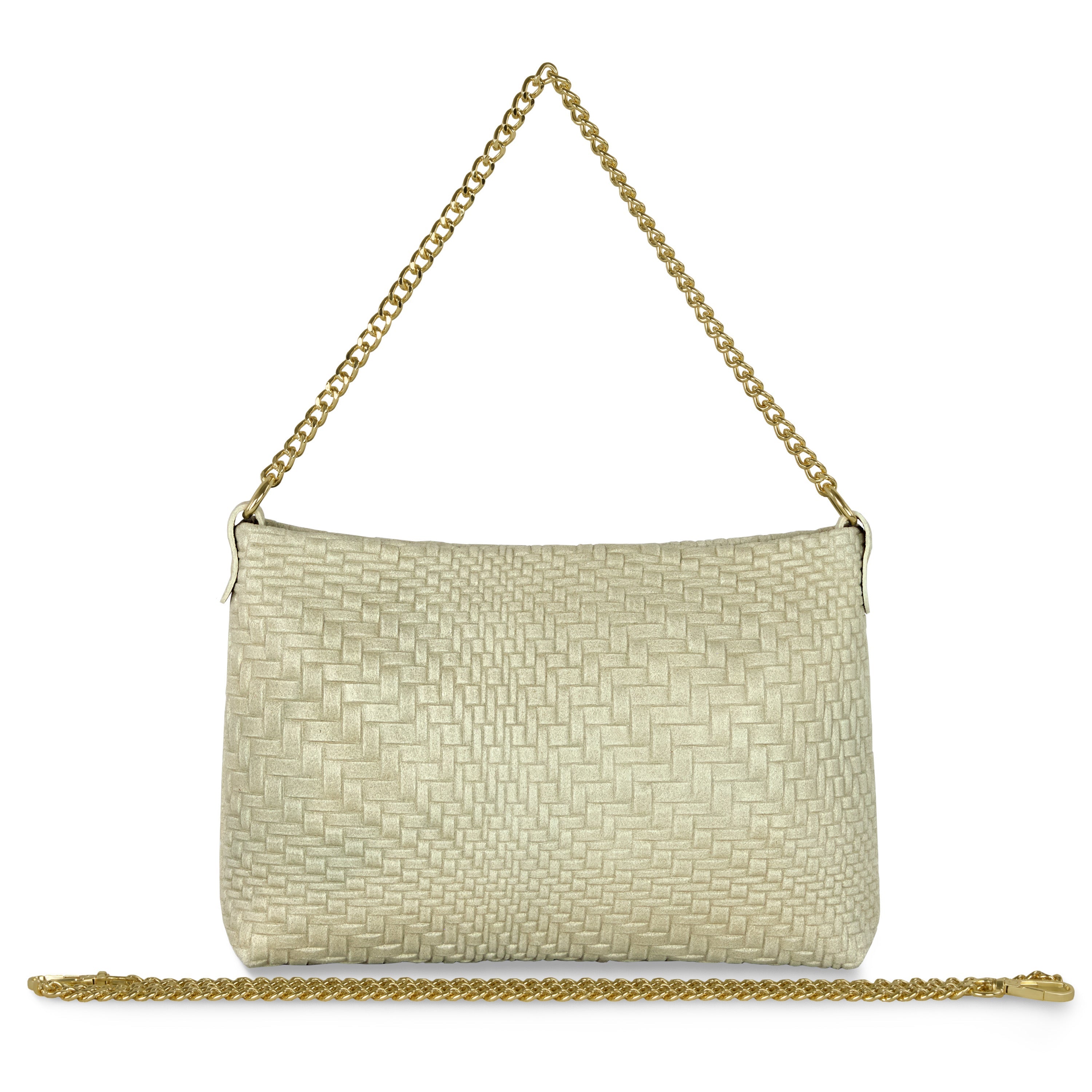 Italian Genuine Basketweave-Embossed Suede Crossbody Bag | Bergamo