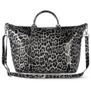Italian Genuine Leopard-Print Metallic Suede Top-Handle Bag | Rimini