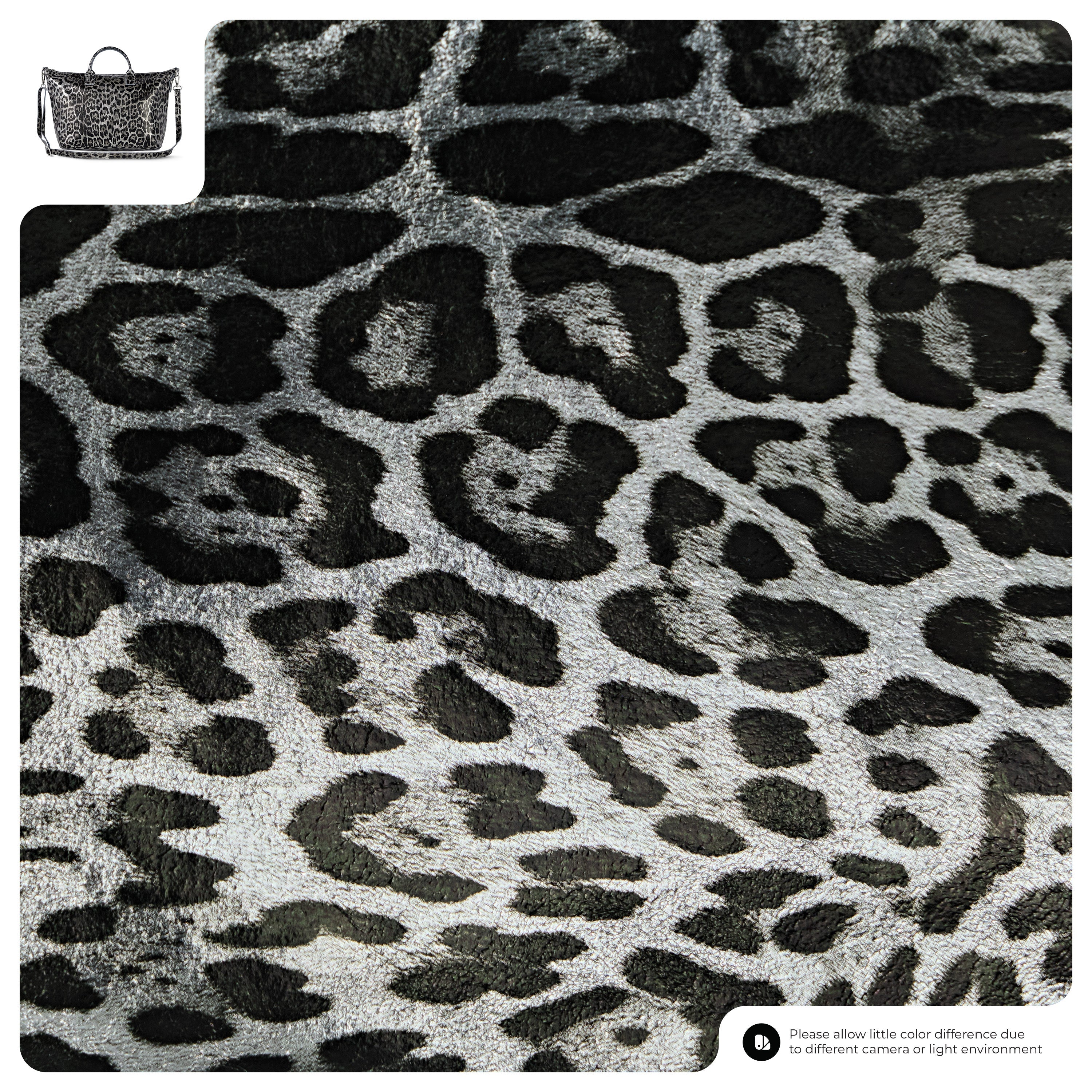 Italian Genuine Leopard-Print Metallic Suede Top-Handle Bag | Rimini