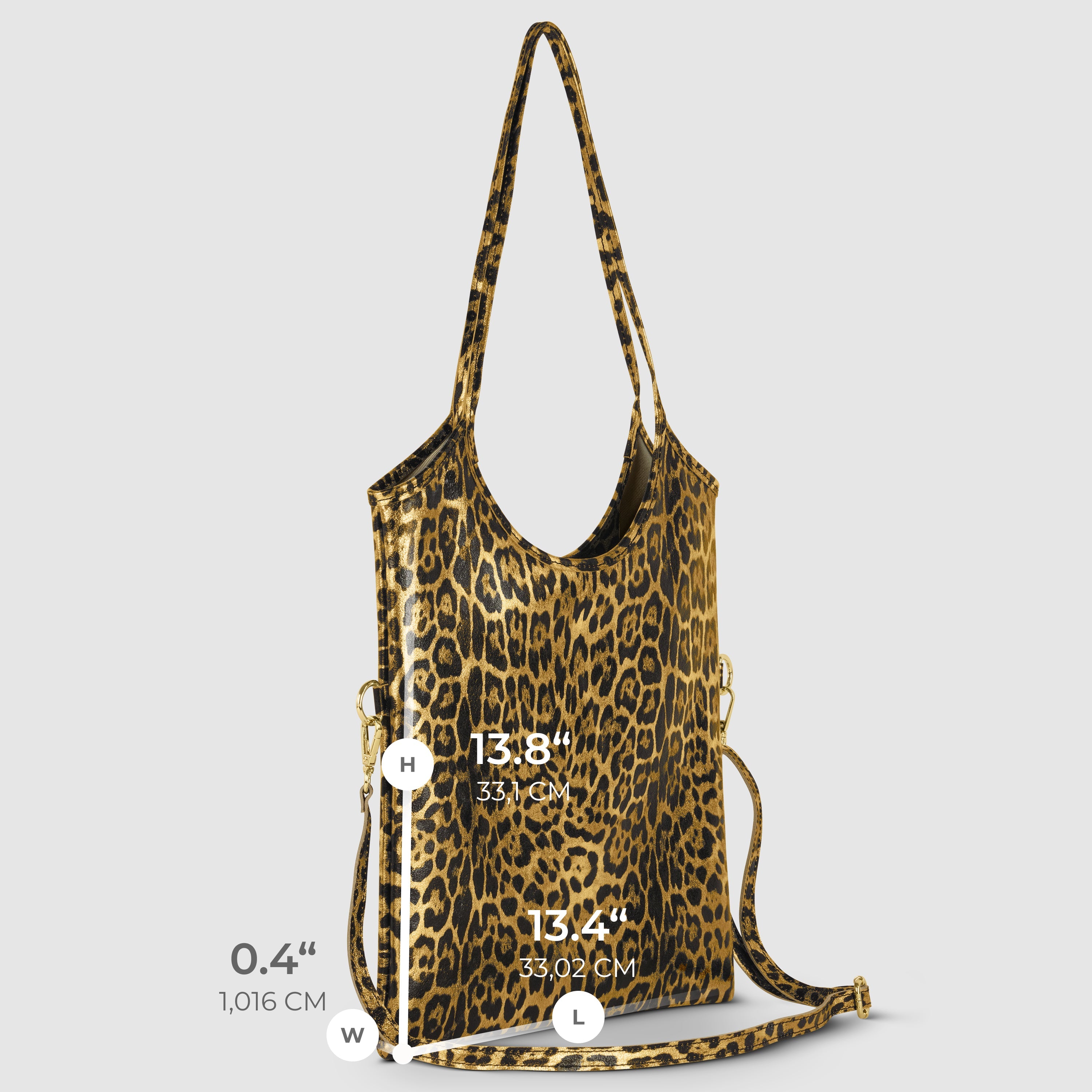 Italian Genuine Leopard-Print Metallic Suede Tote Bag | Catania