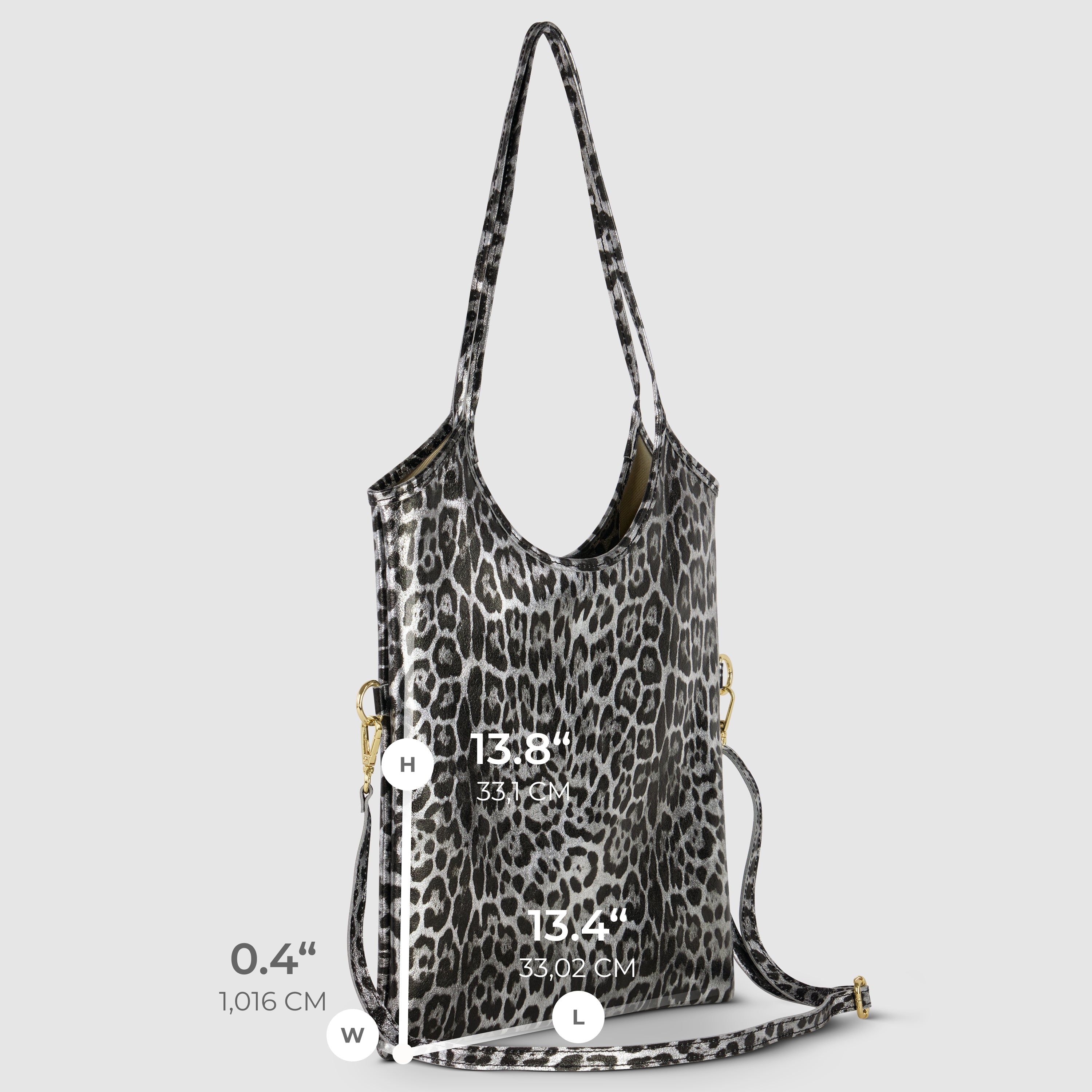 Italian Genuine Leopard-Print Metallic Suede Tote Bag | Catania