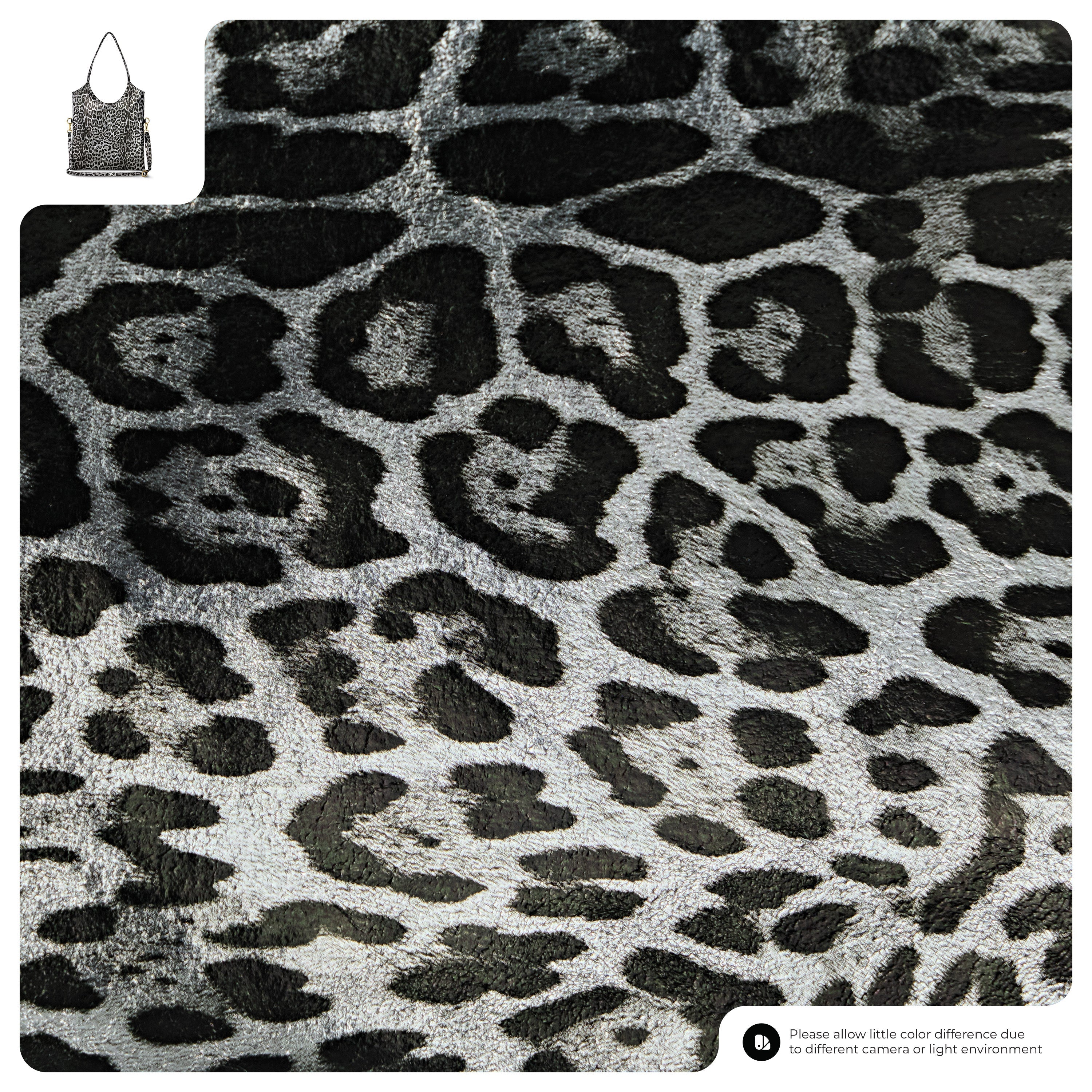 Italian Genuine Leopard-Print Metallic Suede Tote Bag | Catania