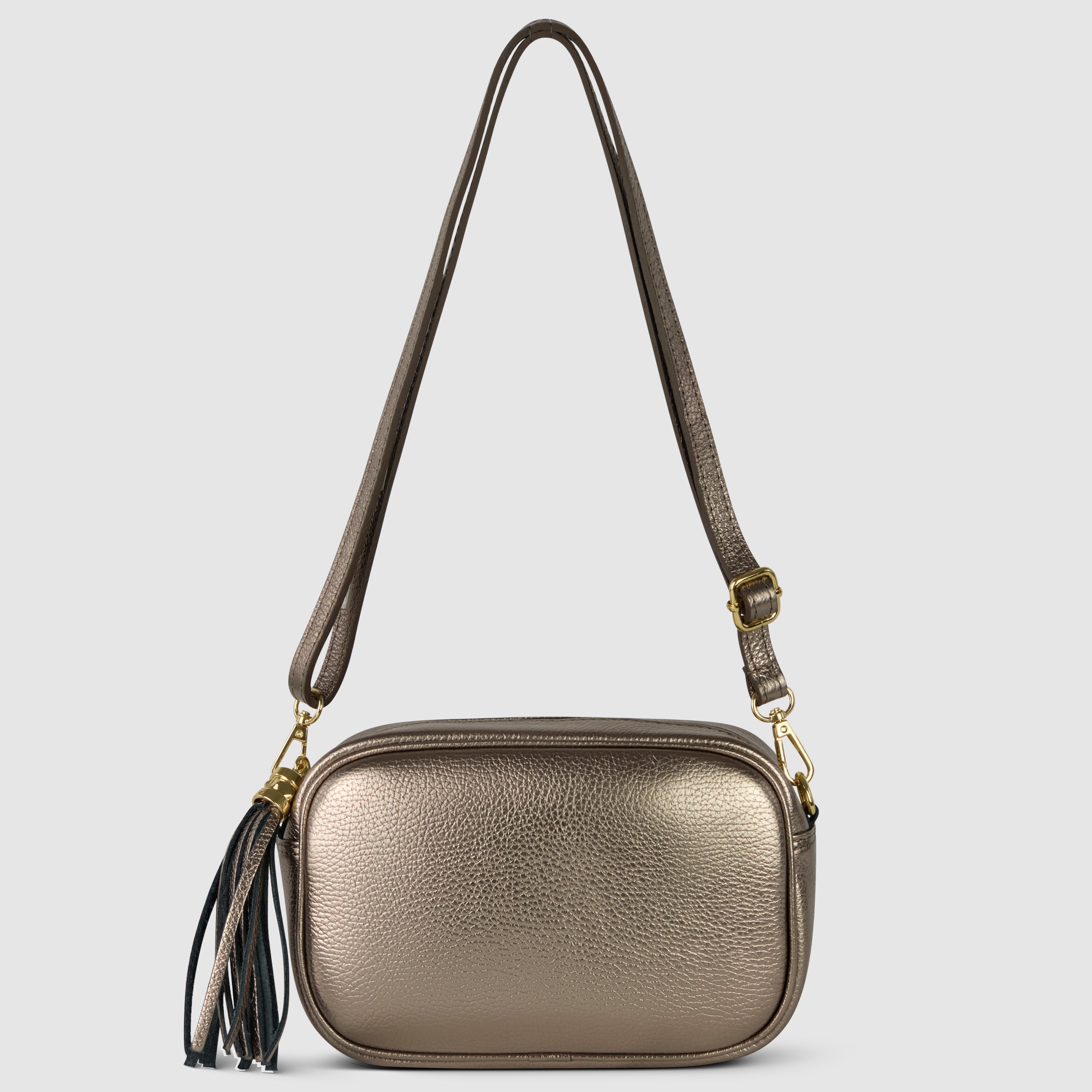 Italian Metallic Full-Grain Leather Crossbody Bag | Napoli