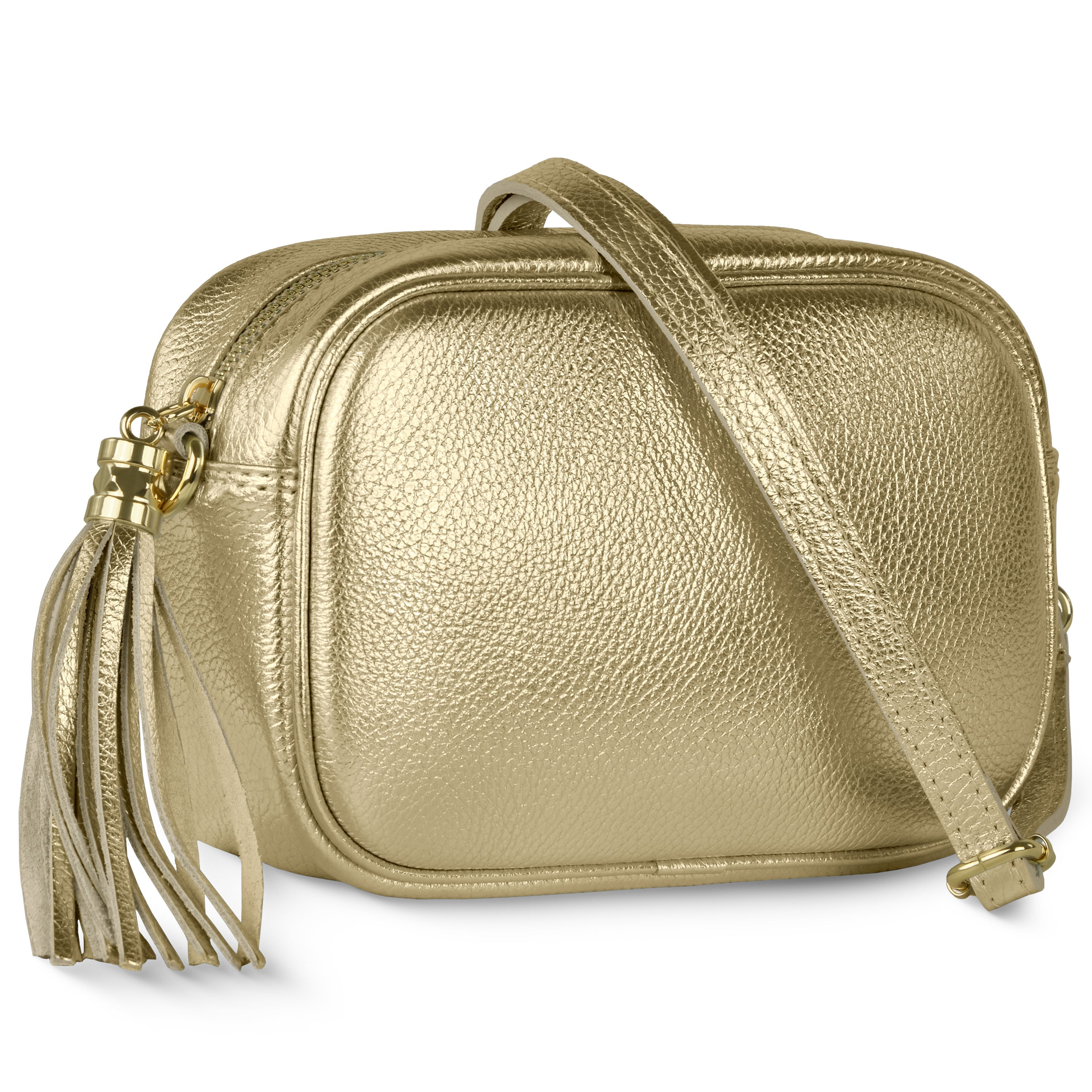 Italian Metallic Full-Grain Leather Crossbody Bag | Napoli