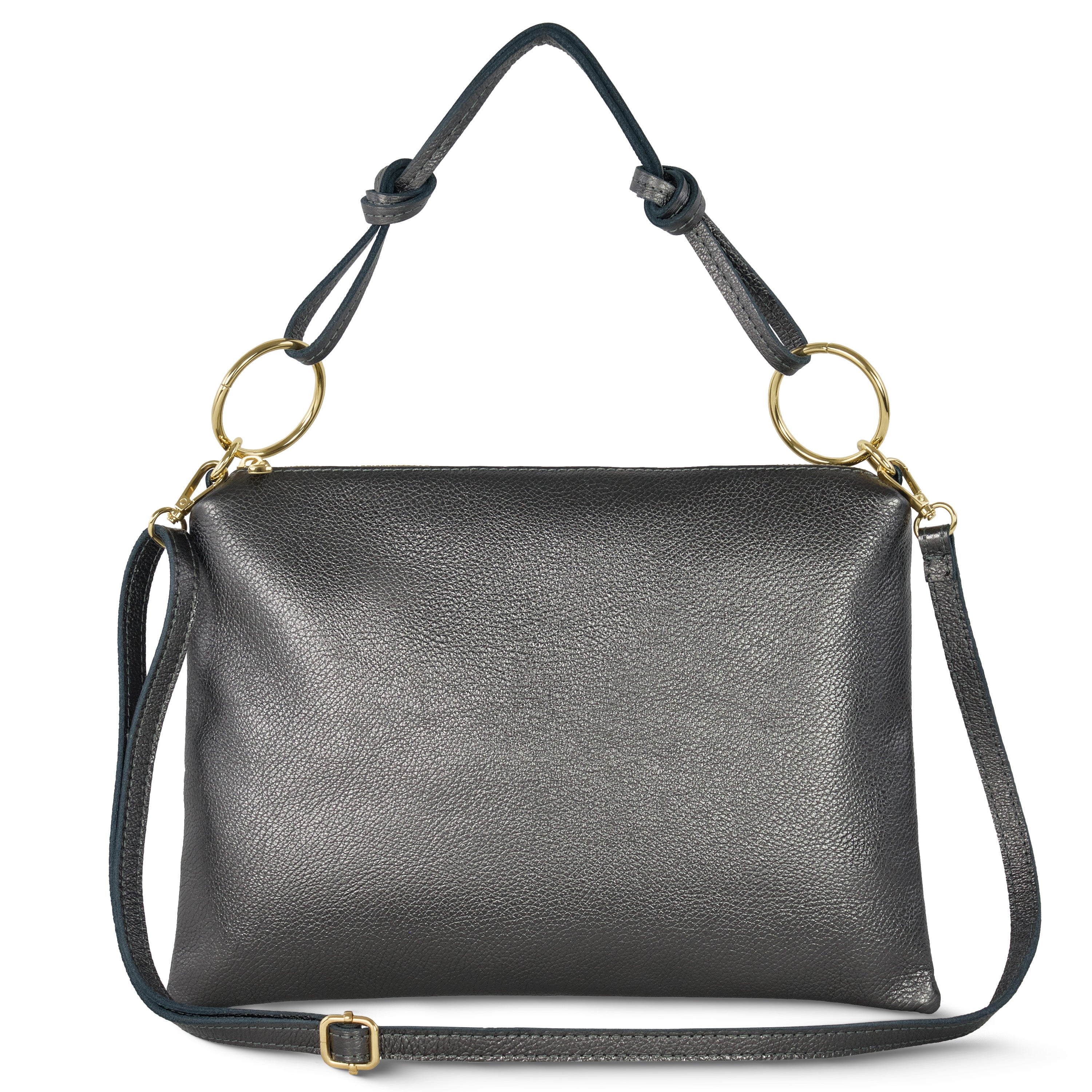 Italian Metallic Full-Grain Leather Shoulder Bag | Prato