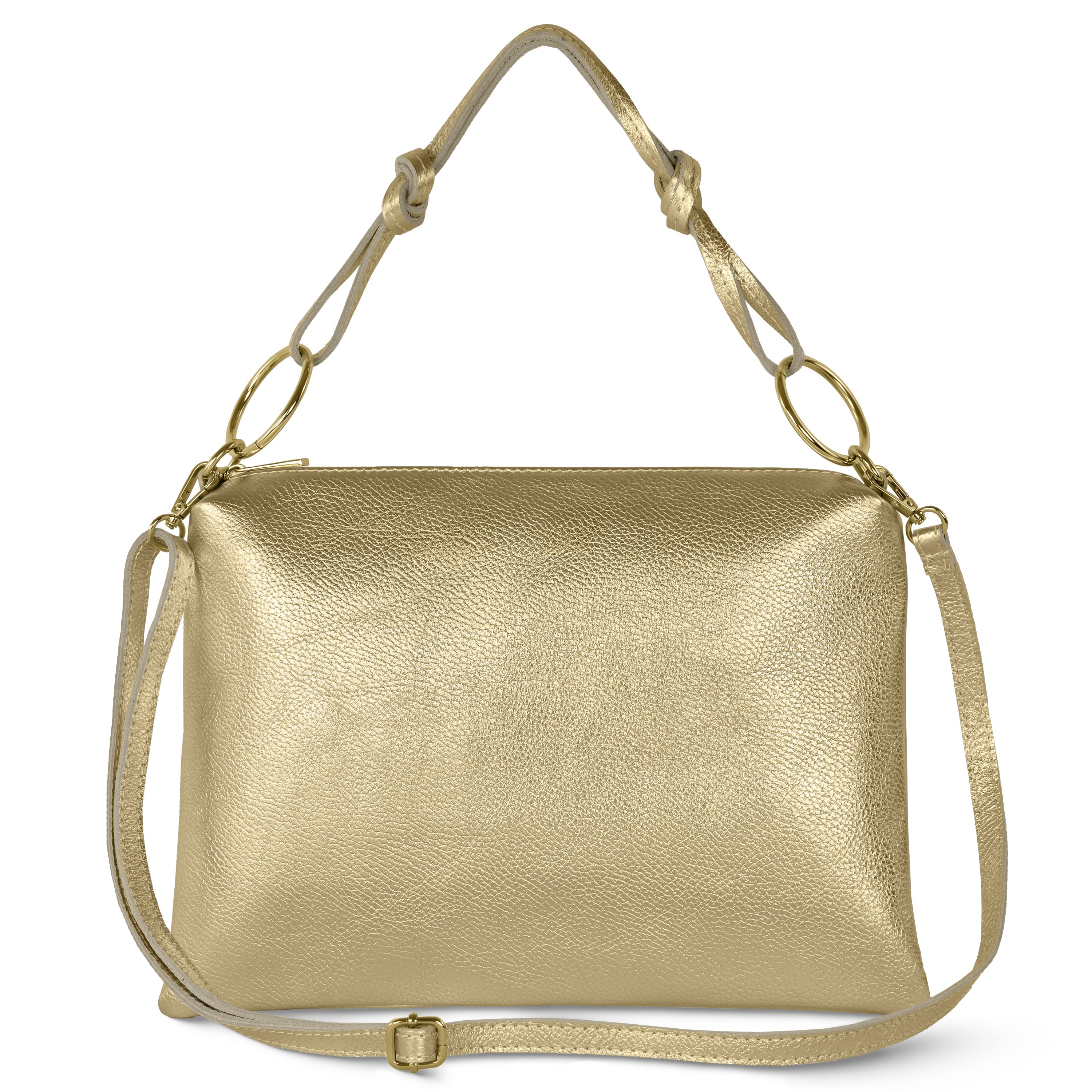Italian Metallic Full-Grain Leather Shoulder Bag | Prato