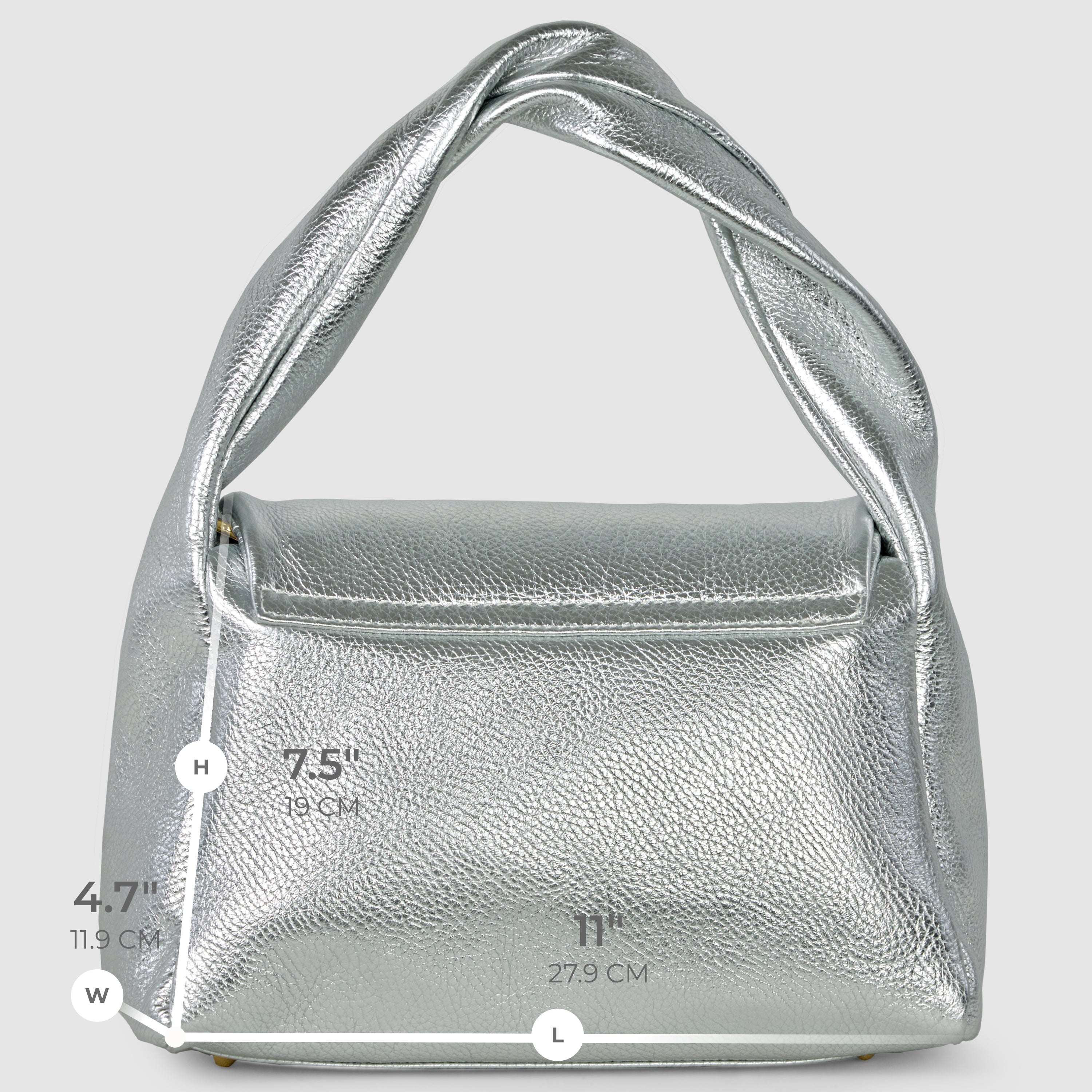Italian Metallic Full-Grain Leather Top-Handle Bag | Trieste