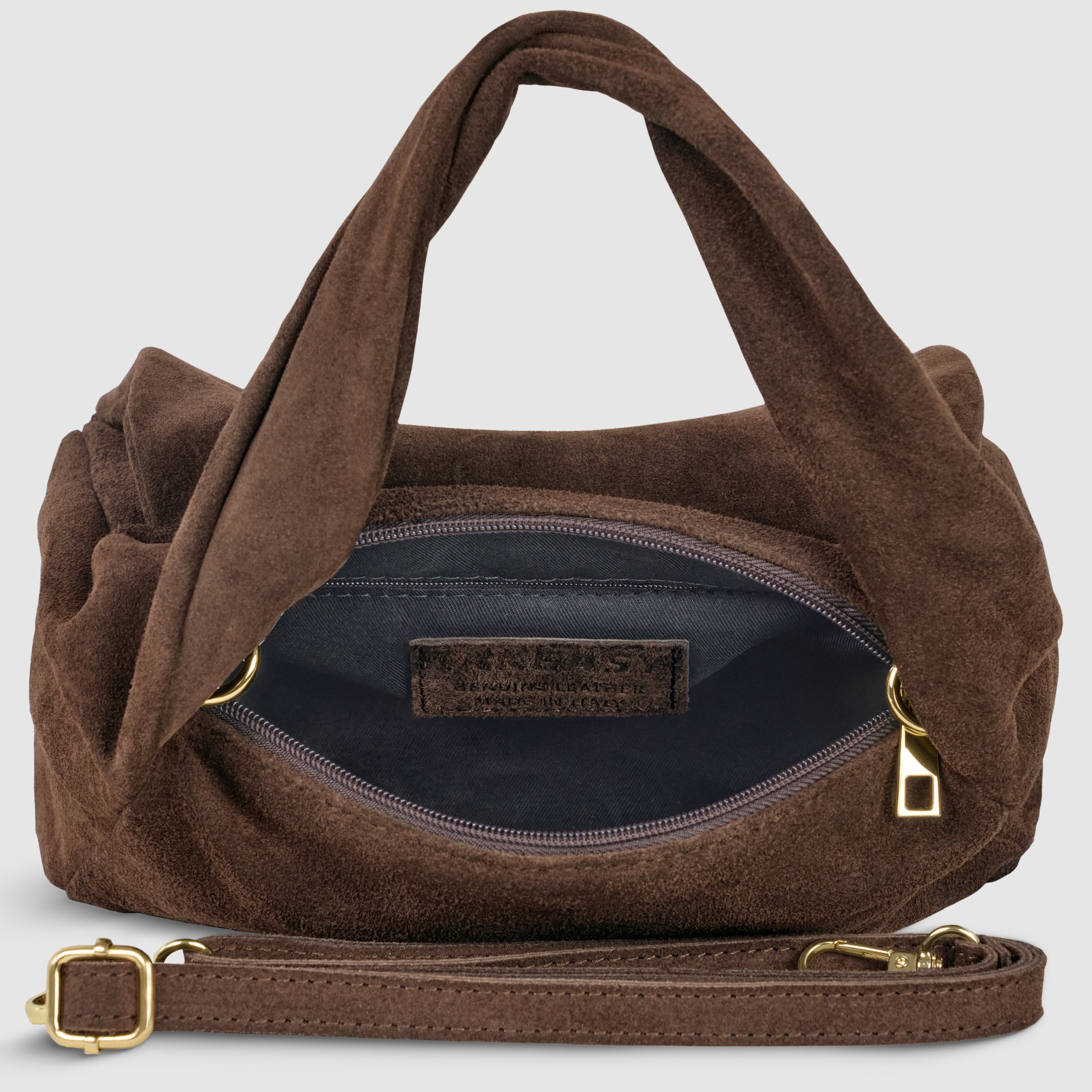 Italian Genuine Suede Top-Handle Bag | Ravenna