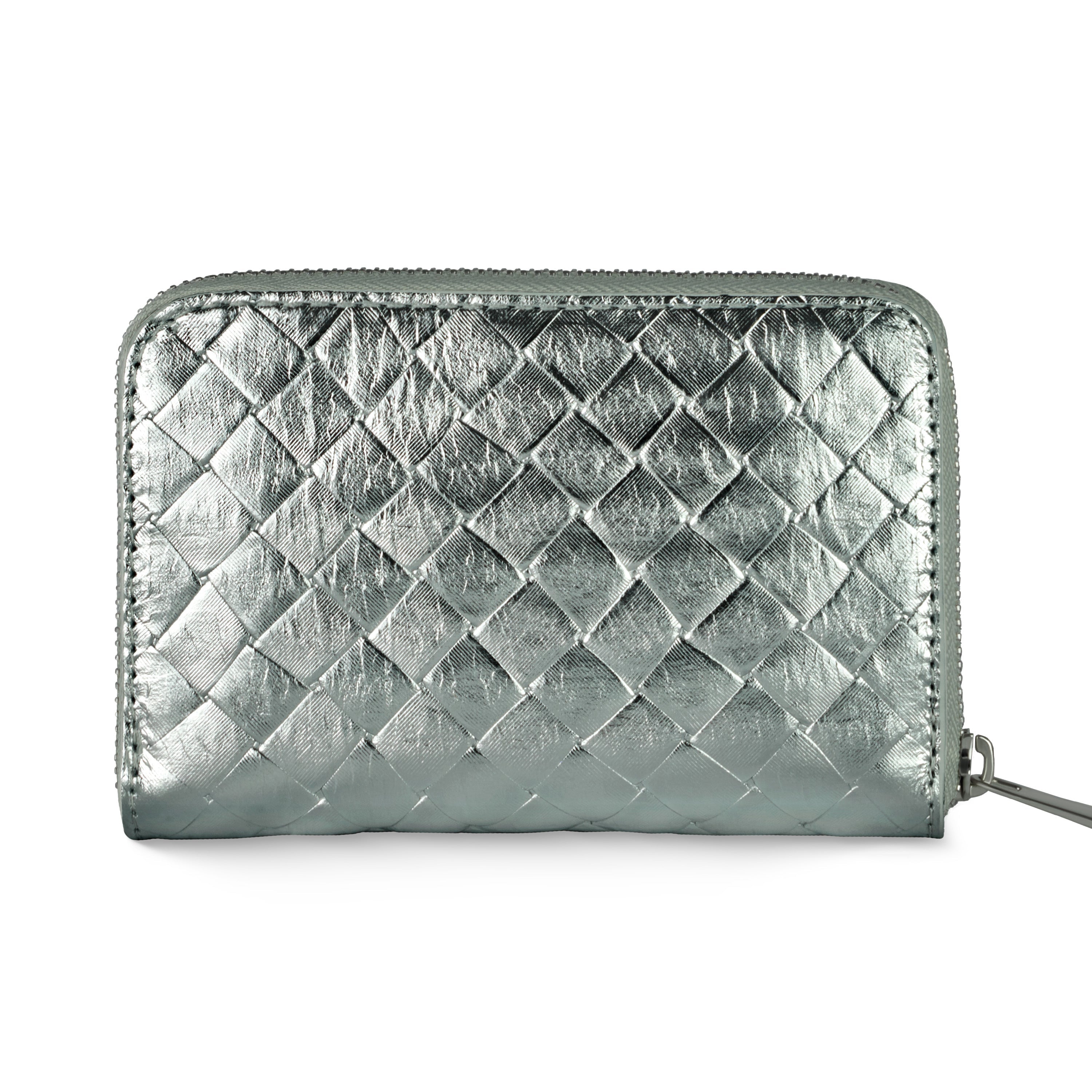 Italian Genuine Woven-Embossed Metallic Suede Wallet | Pesaro