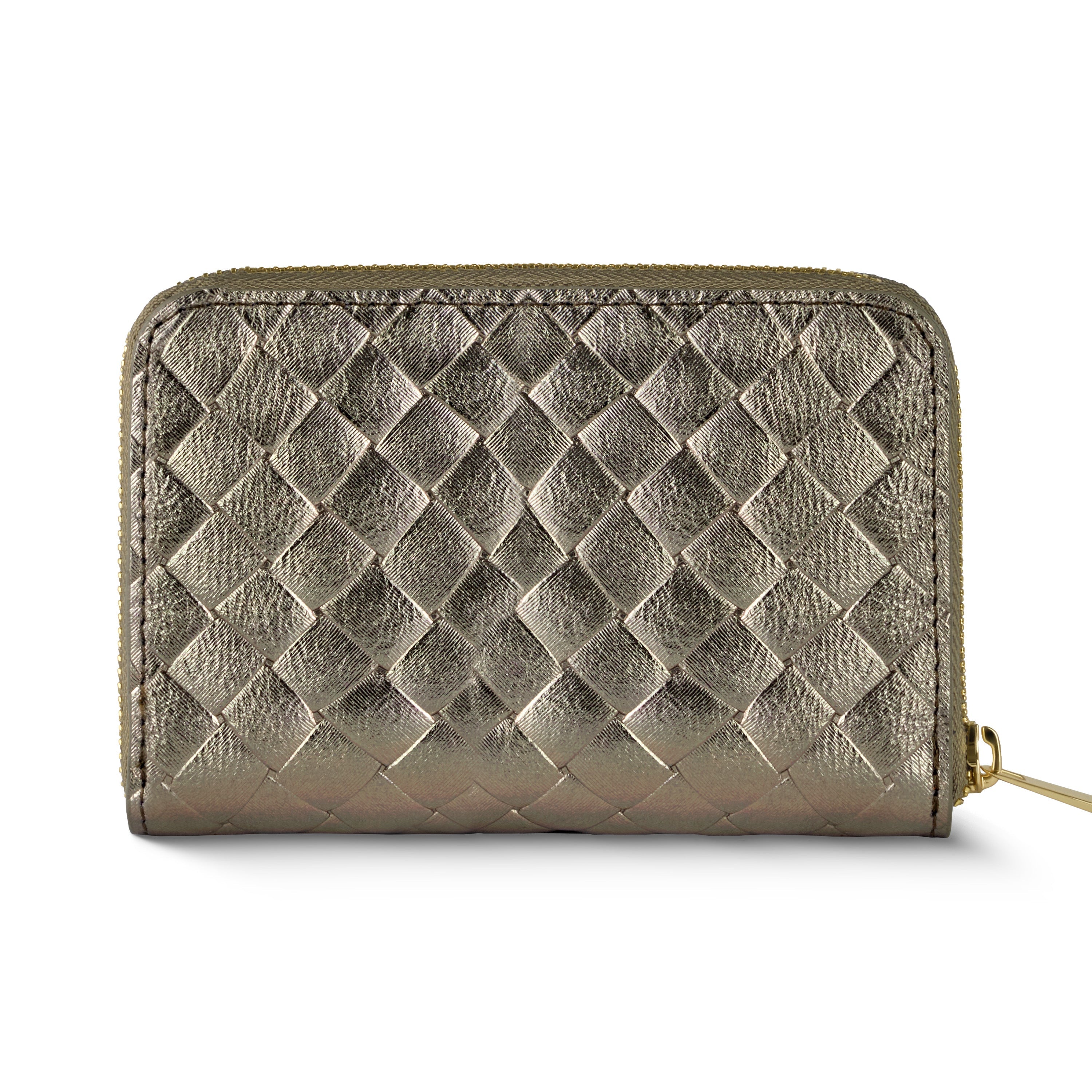 Italian Genuine Woven-Embossed Metallic Suede Wallet | Pesaro