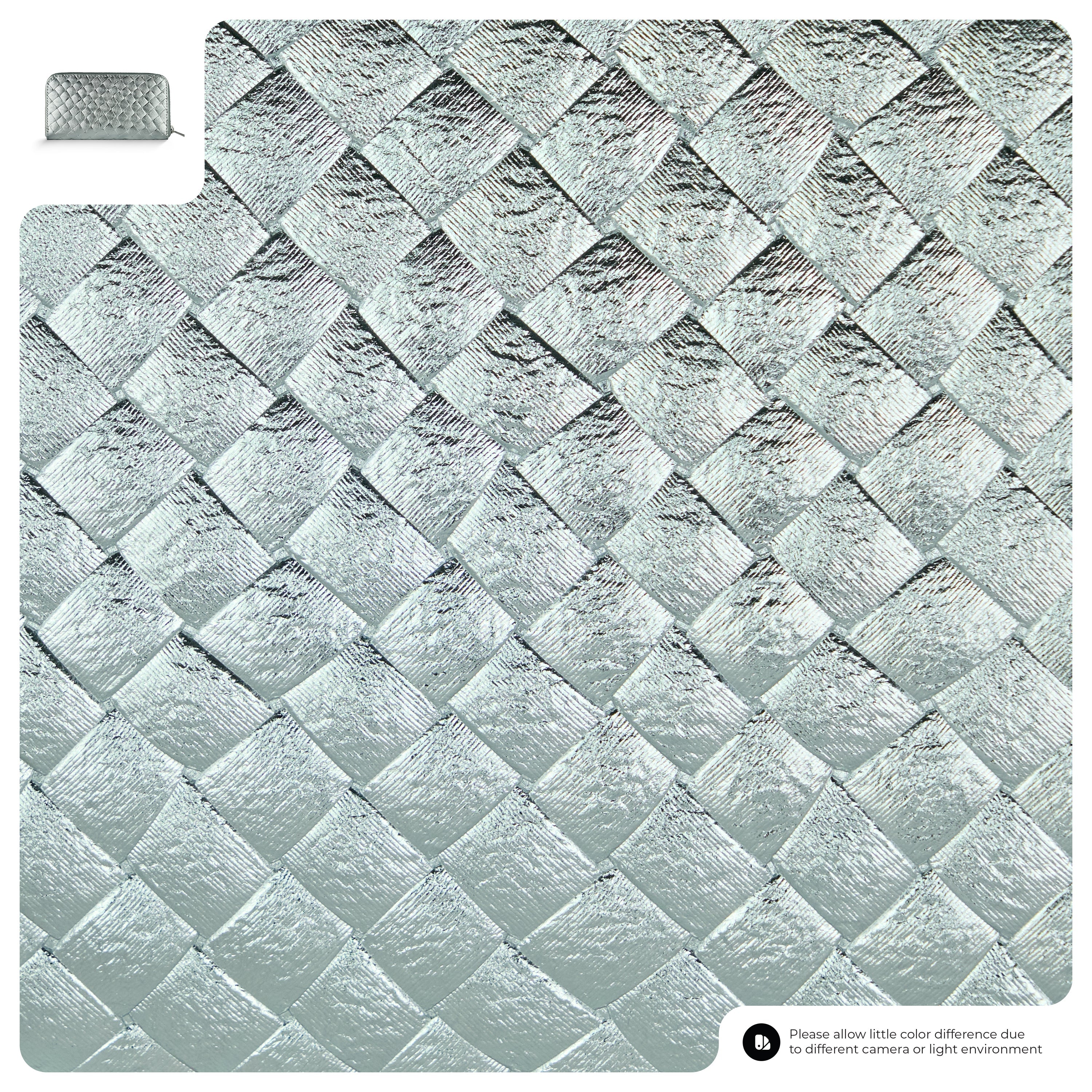 Italian Genuine Woven-Embossed Metallic Suede Wallet | Trento