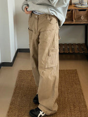 TAN CARGO PANTS WITH AMPLE POCKET SPACE FOR PRACTICAL STORAGE