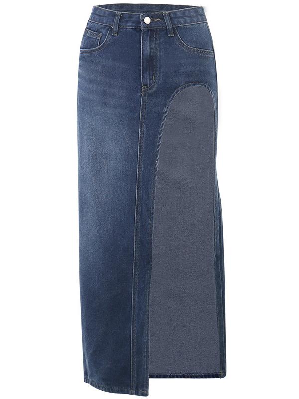 TAN KNEE-HIGH BOOTS FOR MAXI DENIM SKIRT STYLING
