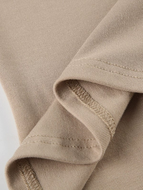TAN OFF-THE-SHOULDER TOP WITH SHOULDER SHORT SLEEVE DESIGN