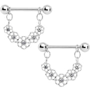 5/8 Clear Gem Honey Flower Dangle Nipple Shield Set