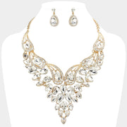 Teardrop Stone Cluster Evening Bib Necklace