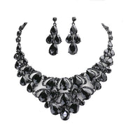 Teardrop Stone Cluster Evening Necklace Earring Set