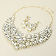 Teardrop Stone Cluster Statement Evening Necklace