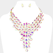 Teardrop Stone Cluster Vine Evening Necklace