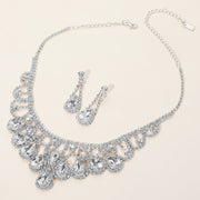 Teardrop Stone Embellished Rhinestone Paved Collar Necklace