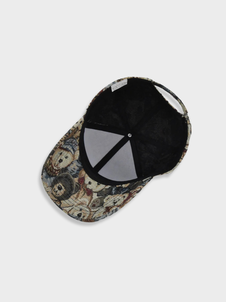 TEDDY CAP WITH TAPESTRY DESIGN FOR WINTER WARMTH