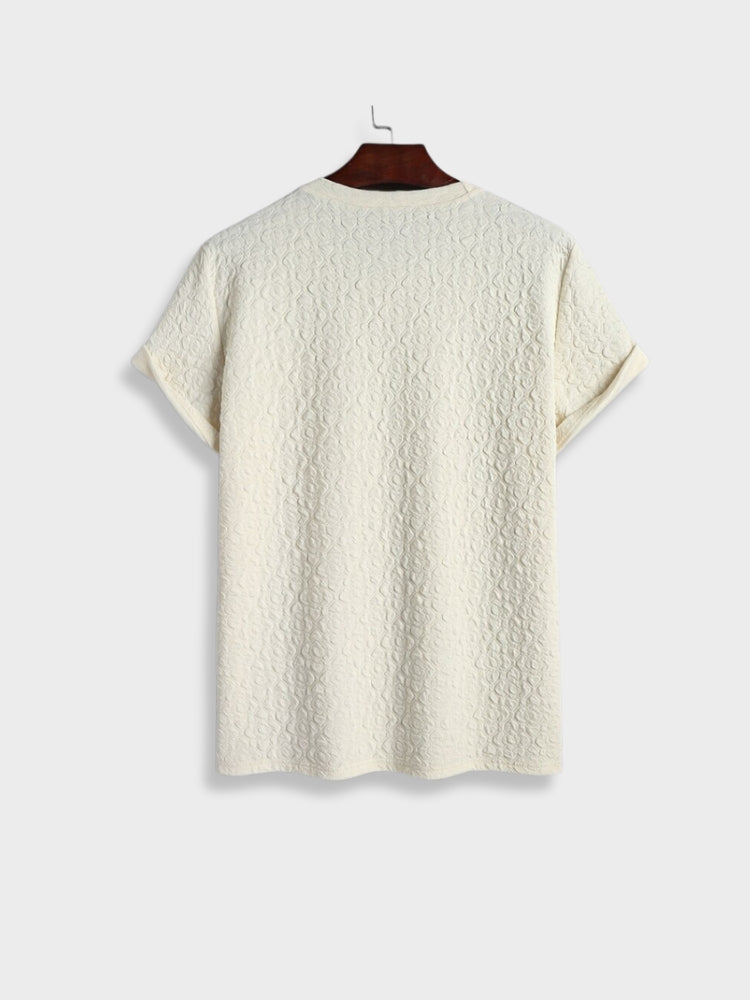 TEXTURED CREAM BUBBLE TEE - JACQUARD BUBBLE DESIGN