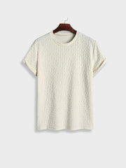 TEXTURED CREAM BUBBLE TEE - JACQUARD BUBBLE DESIGN
