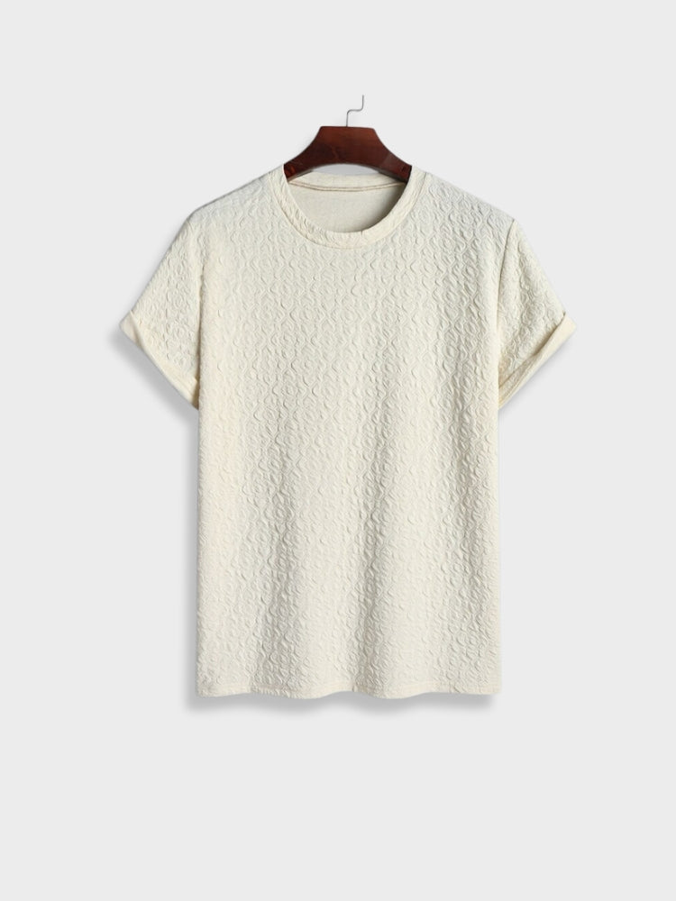 TEXTURED CREAM BUBBLE TEE - JACQUARD BUBBLE DESIGN