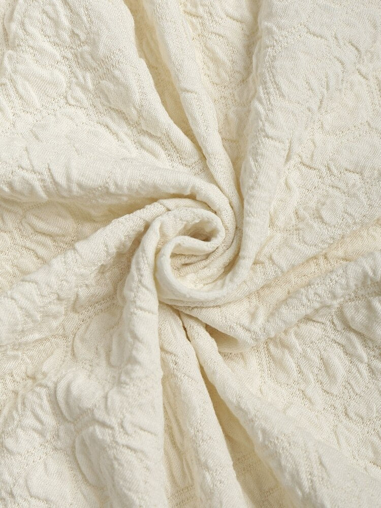 TEXTURED CREAM BUBBLE TEE - JACQUARD BUBBLE DESIGN