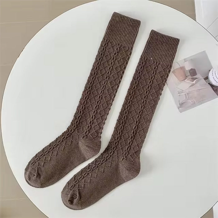 TEXTURED KNEE HIGH SOCKS FREE SIZE GRANDMA AESTHETIC KNEE